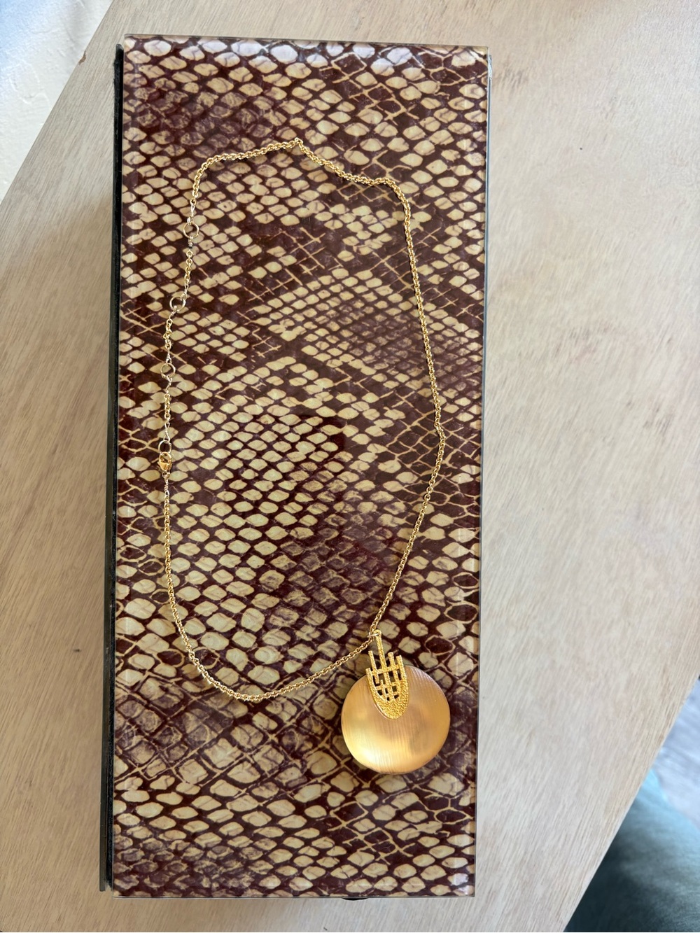 Alexis Bittar Lucite Disc Pendant with gold accent Necklace - Women Jewelry